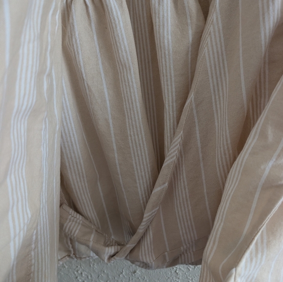 Old Navy Beige & White Striped Wrap Top - Picture 5 of 7
